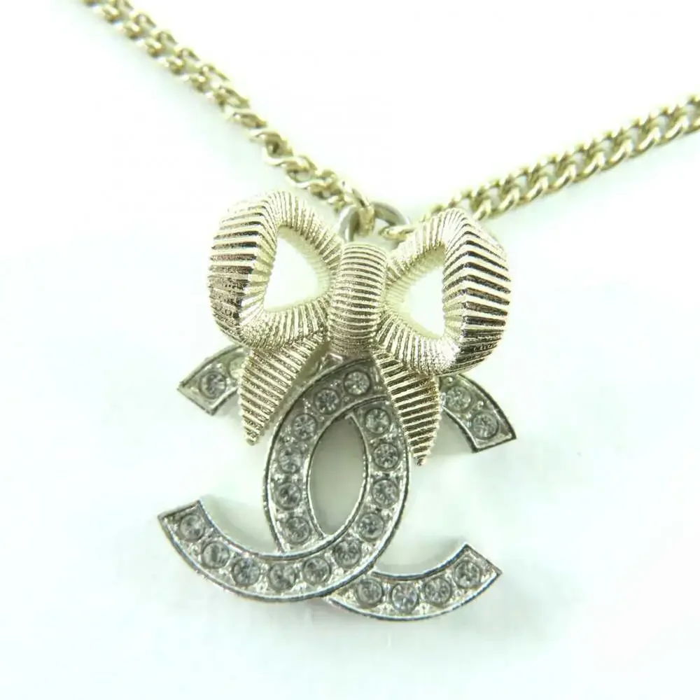Chanel Cc Logo Pendant Necklace Gold- #250119C14B